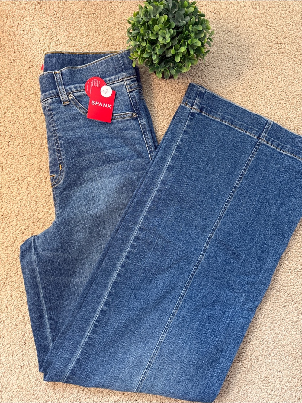 SPANX Women's Medium Tall Blue Wide Leg Jeans
